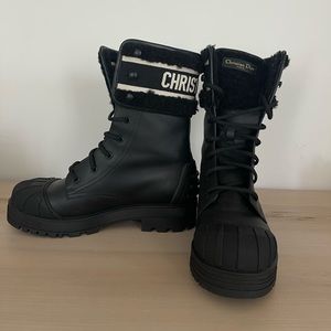 DIOR D-major Black Leather Lace Up Ankle Boots Size EU 39 US 9